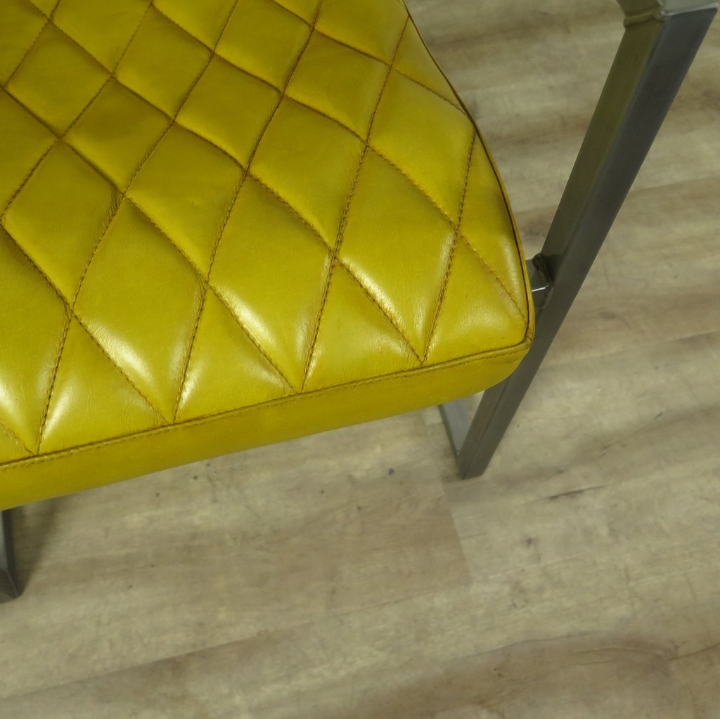 Stuhl Industrial Design Leder Gelb
