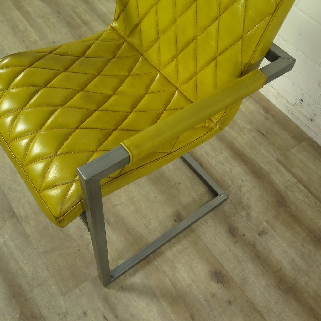 Stuhl Industrial Design Leder Gelb
