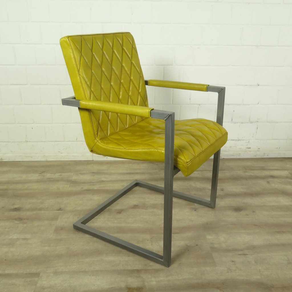 Stuhl Industrial Design Leder Gelb
