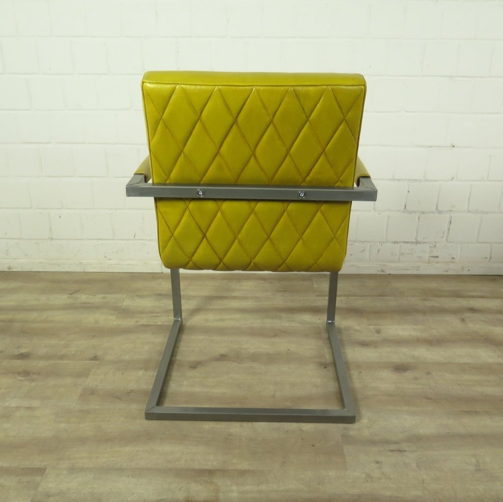 Stuhl Industrial Design Leder Gelb