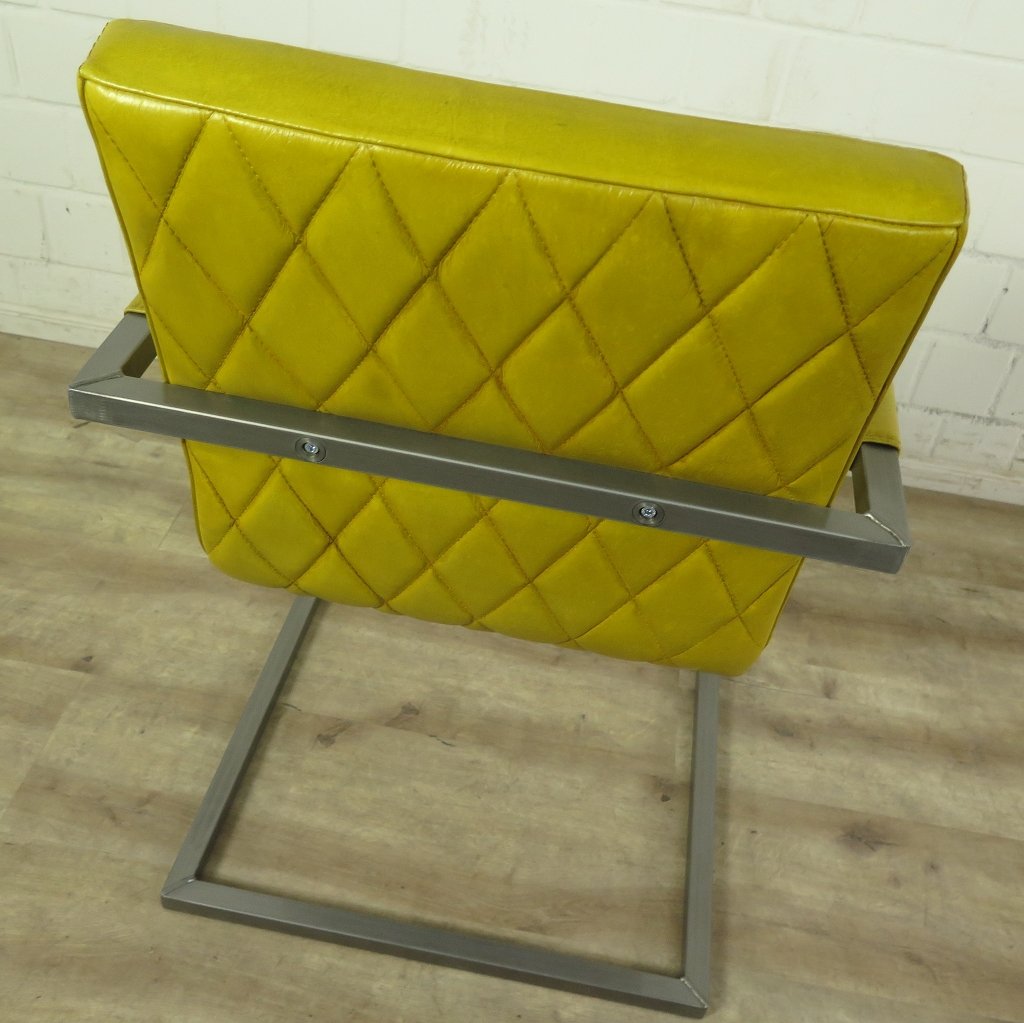 Stuhl Industrial Design Leder Gelb
