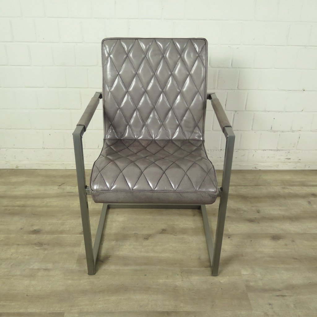 Stuhl Industrial Design Leder Grau