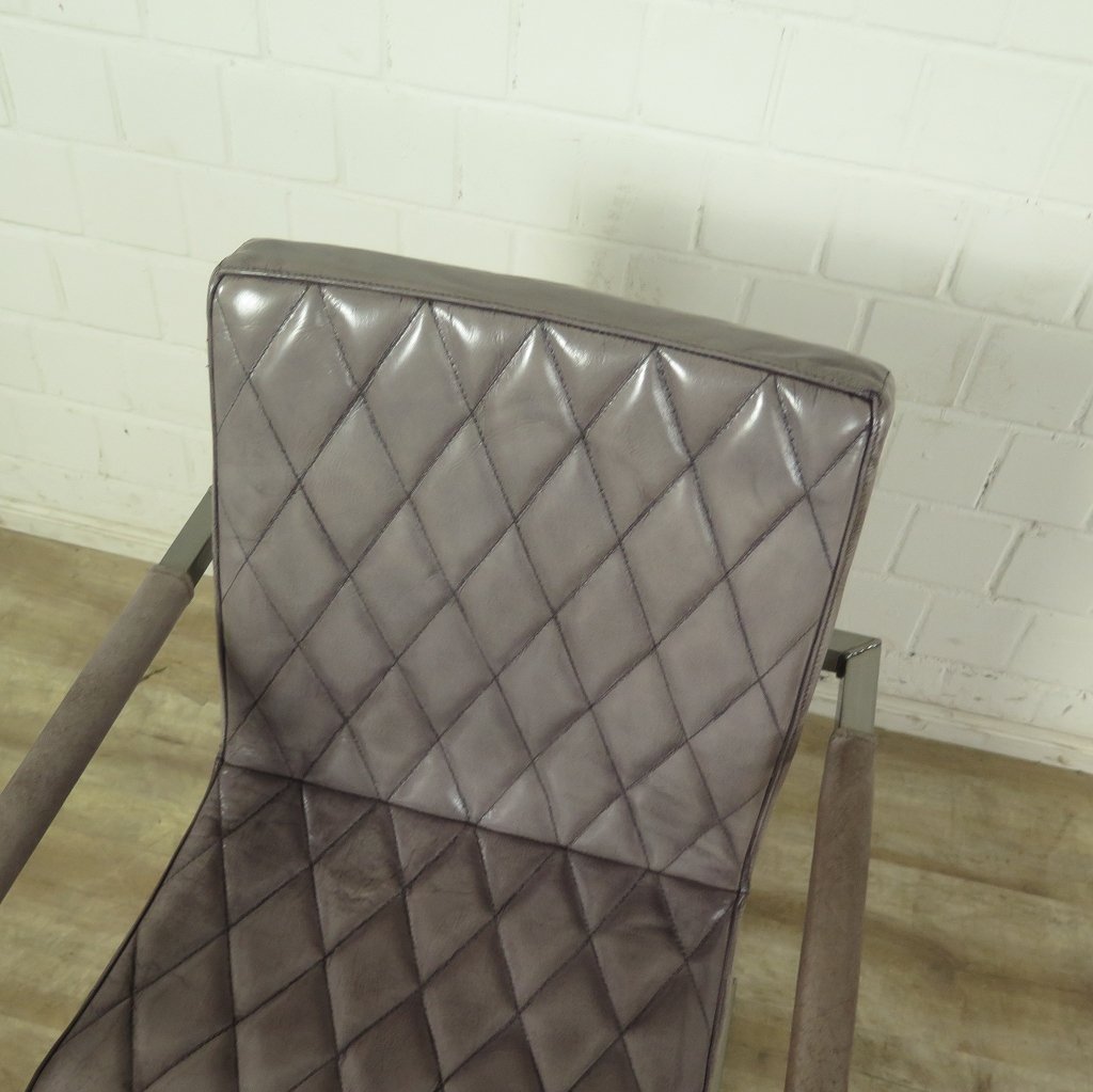Stuhl Industrial Design Leder Grau
