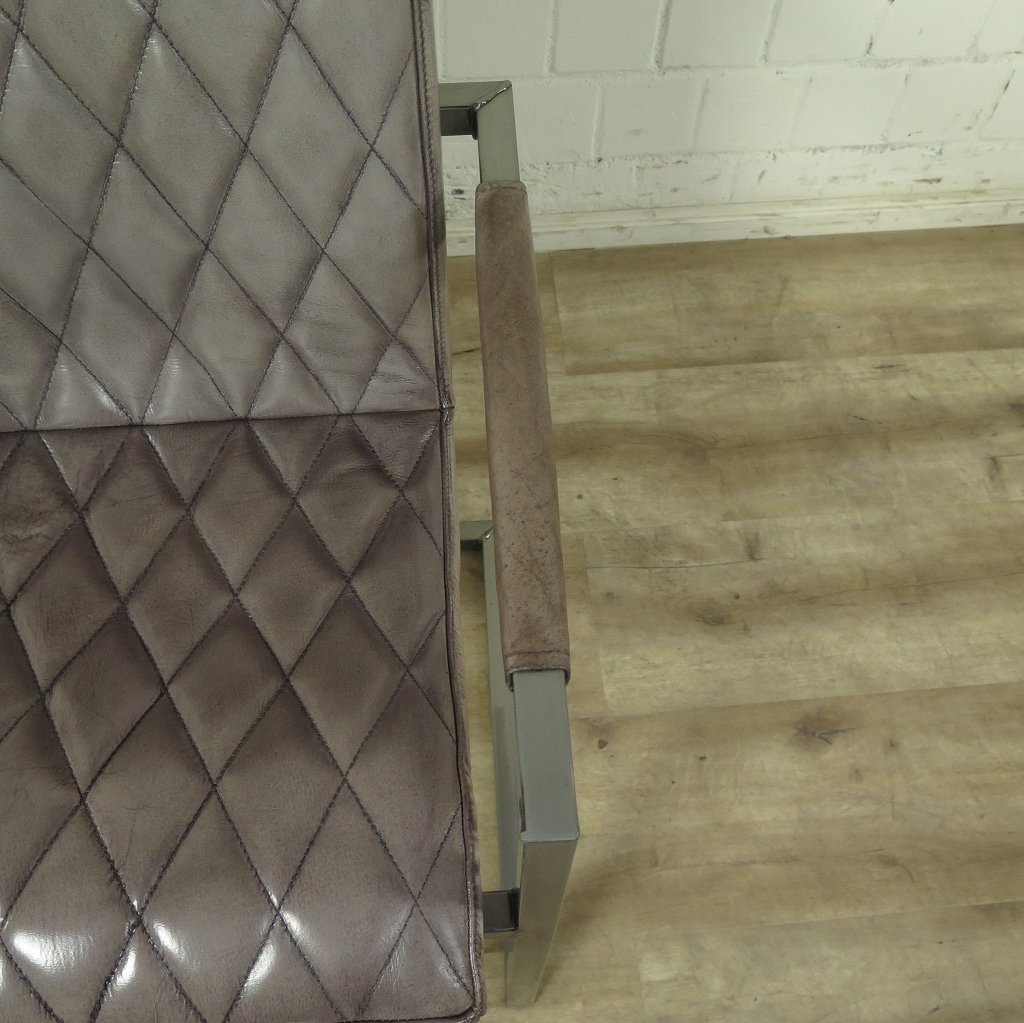 Stuhl Industrial Design Leder Grau