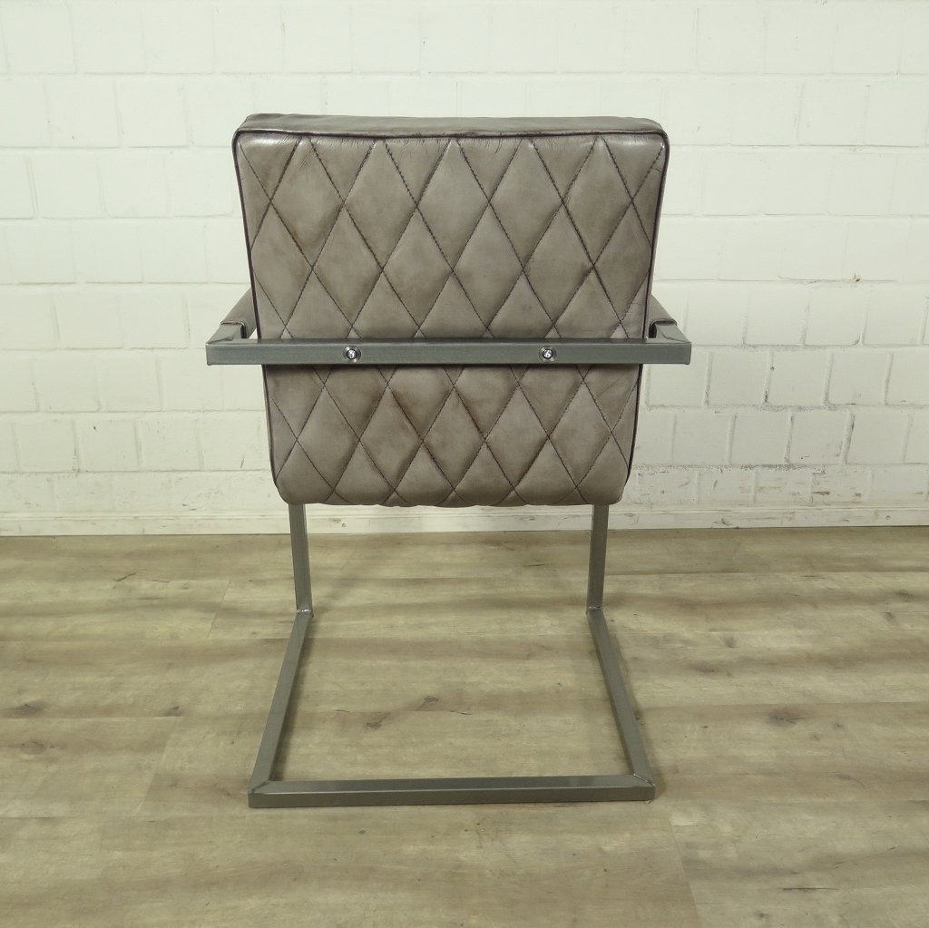 Stuhl Industrial Design Leder Grau