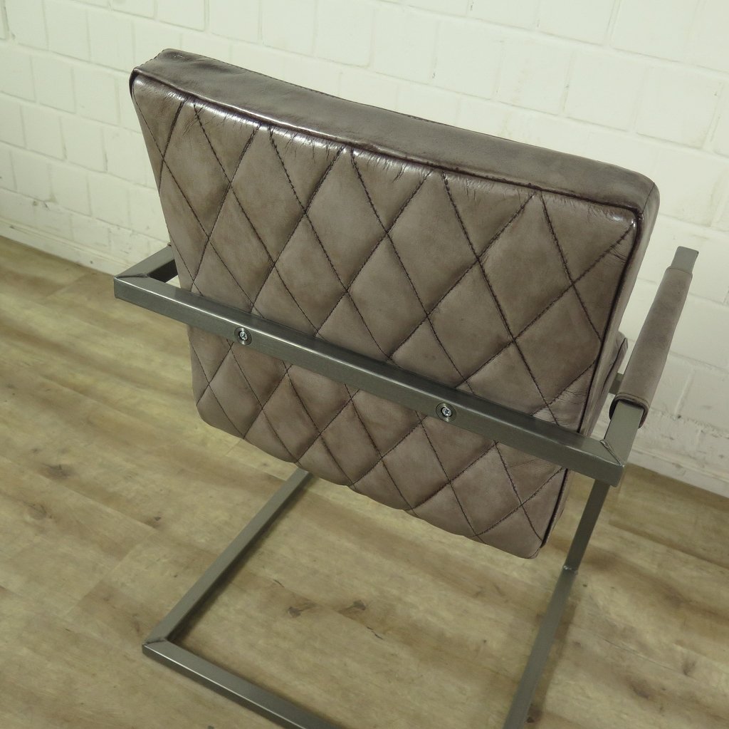 Stuhl Industrial Design Leder Grau
