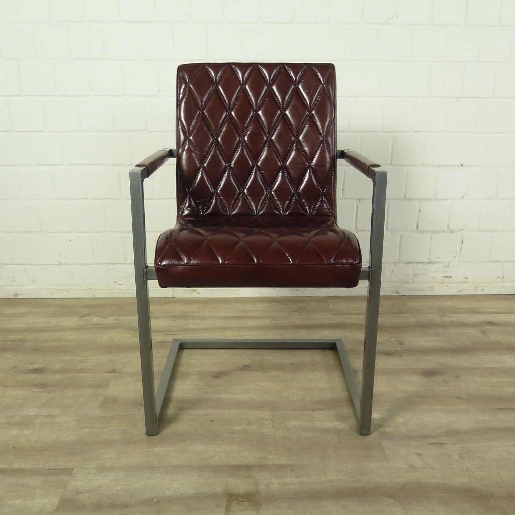 Stuhl Industrial Design Leder Rot-Braun