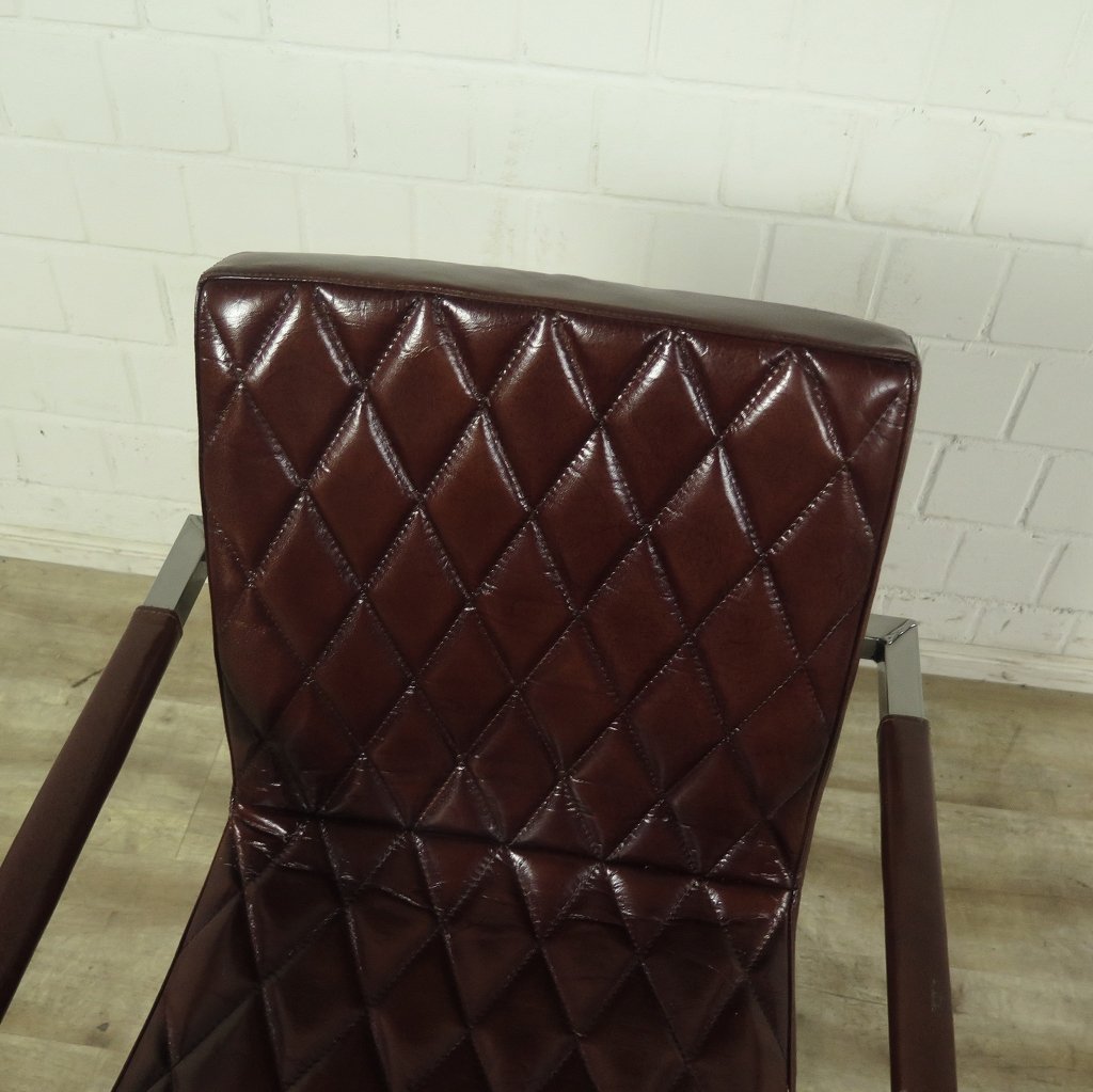 Stuhl Industrial Design Leder Rot-Braun