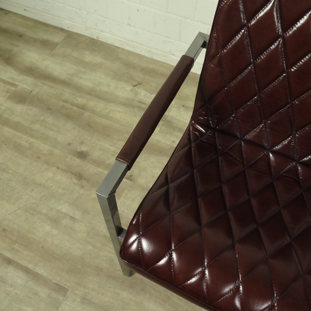 Stuhl Industrial Design Leder Rot-Braun