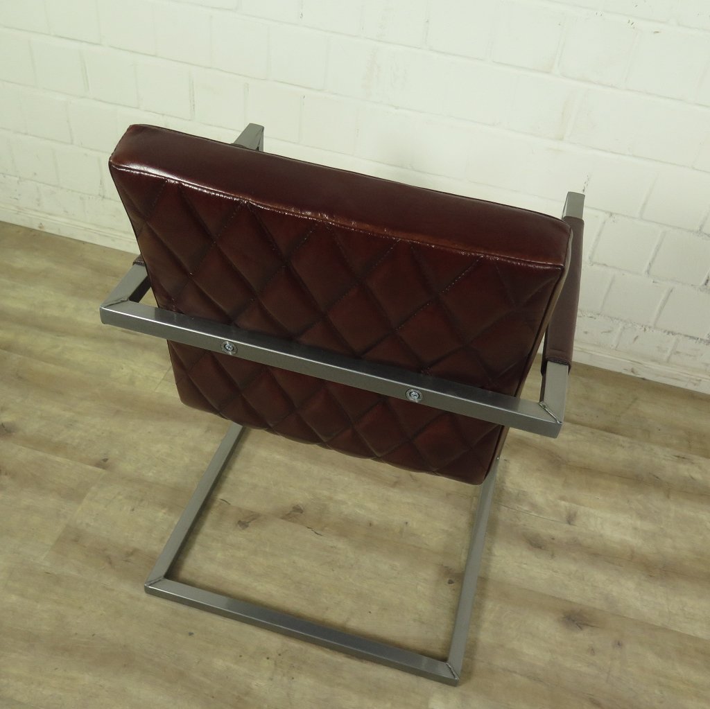 Stuhl Industrial Design Leder Rot-Braun