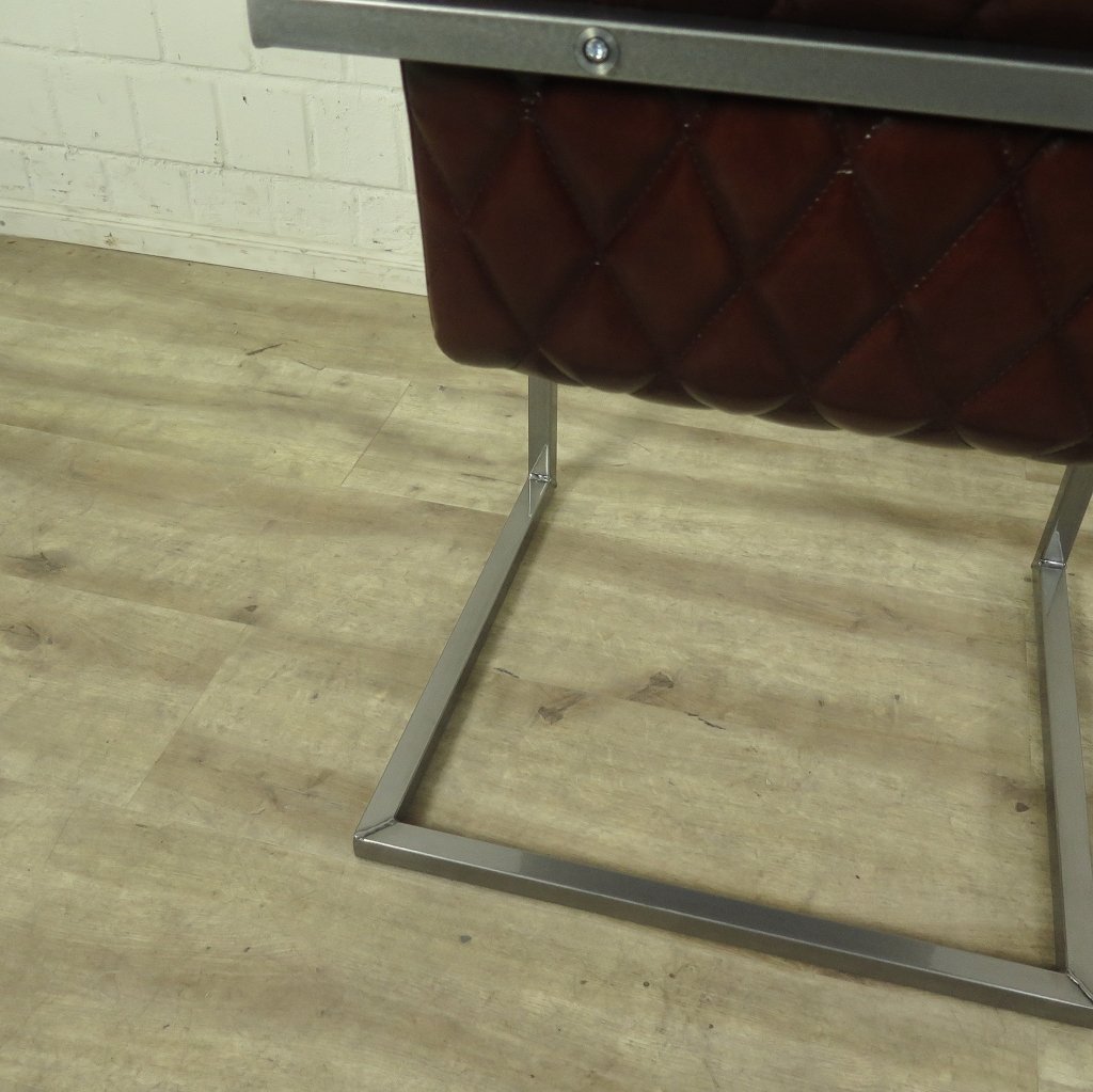 Stuhl Industrial Design Leder Rot-Braun