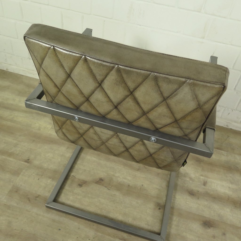 Stuhl Industrial Design Leder Hell-Olive