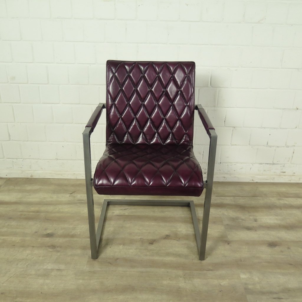 Stuhl Industrial Design Leder Bordeaux-Rot