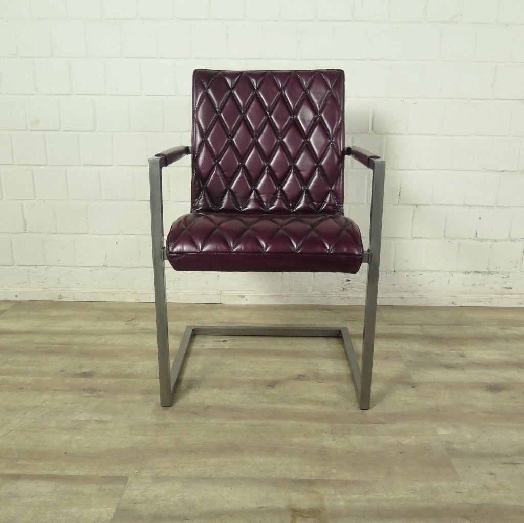 Stuhl Industrial Design Leder Bordeaux-Rot