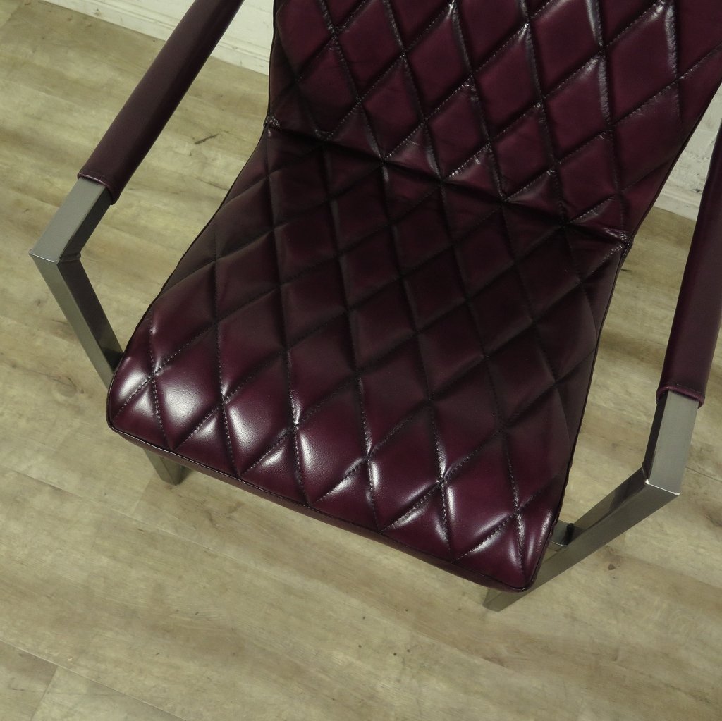 Stuhl Industrial Design Leder Bordeaux-Rot