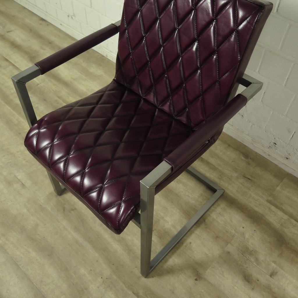 Stuhl Industrial Design Leder Bordeaux-Rot