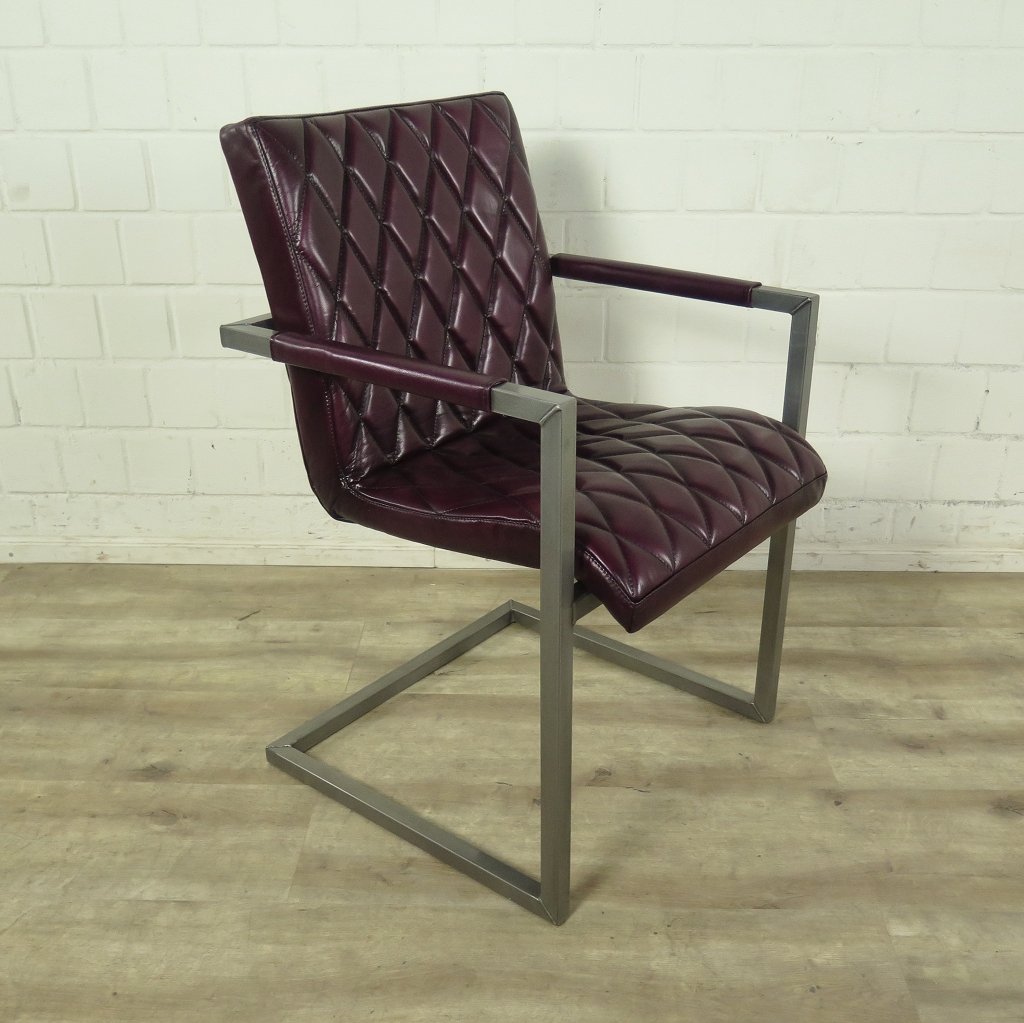 Stuhl Industrial Design Leder Bordeaux-Rot