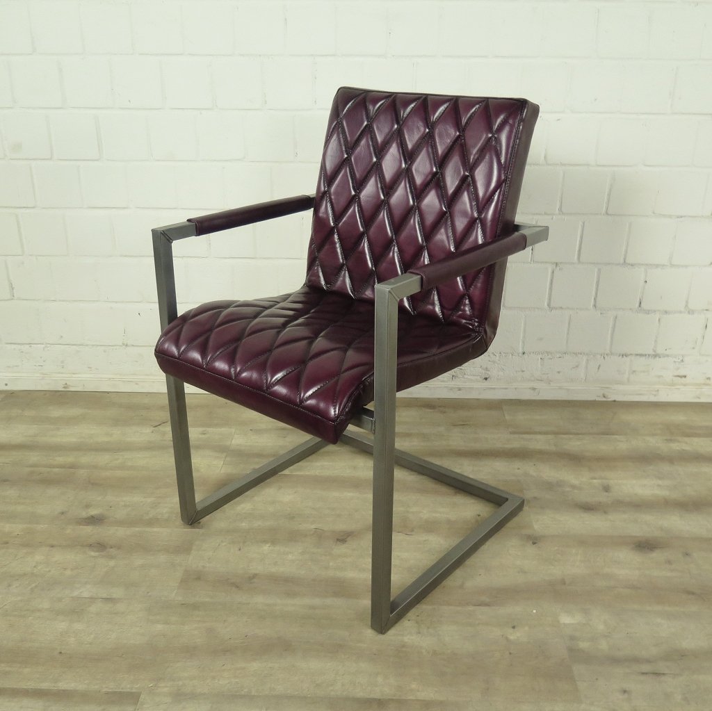 Stuhl Industrial Design Leder Bordeaux-Rot