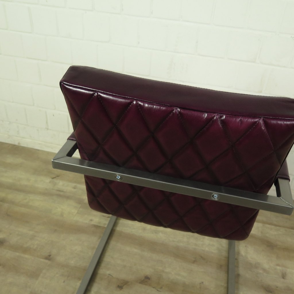 Stuhl Industrial Design Leder Bordeaux-Rot