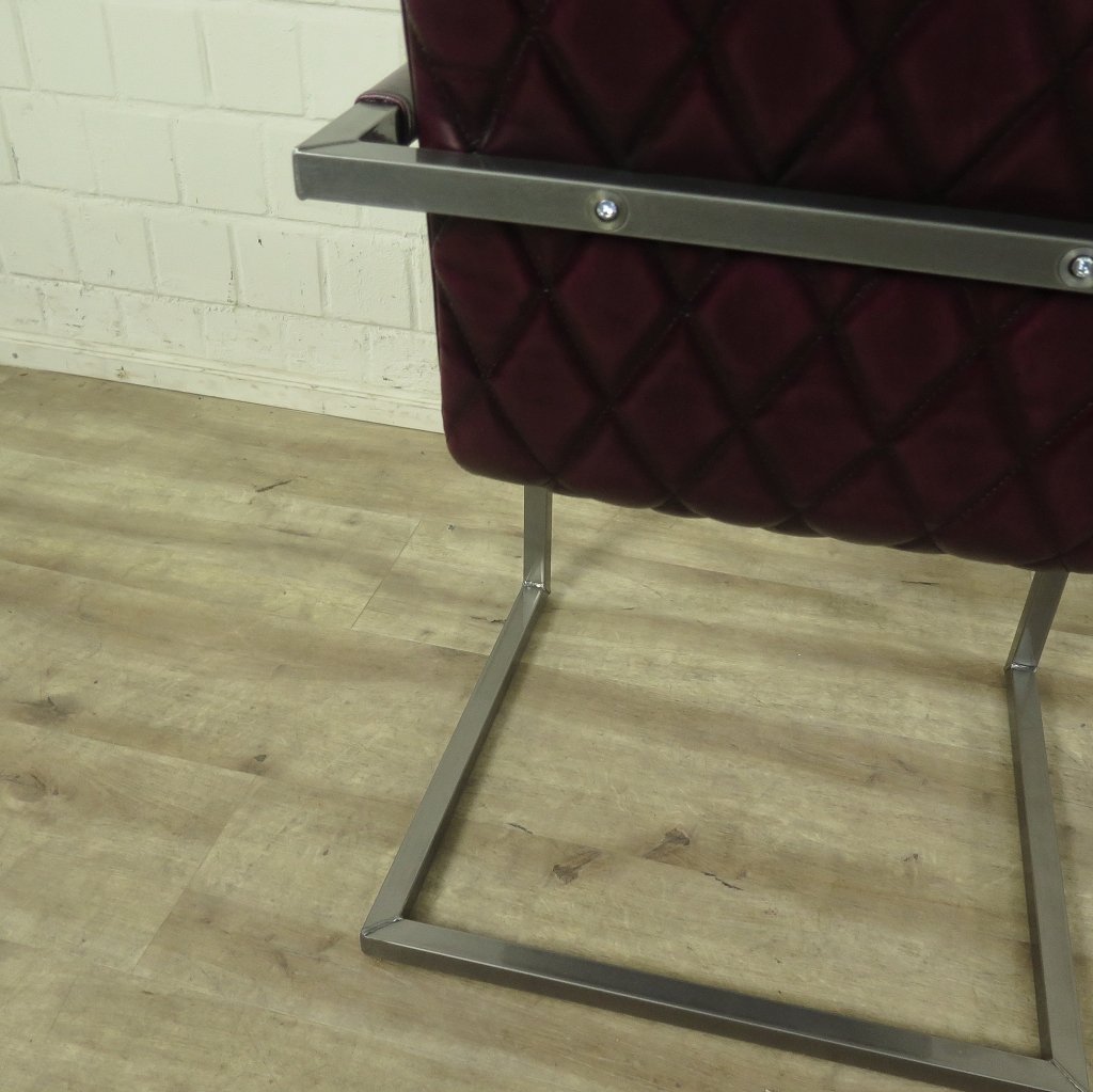 Stuhl Industrial Design Leder Bordeaux-Rot