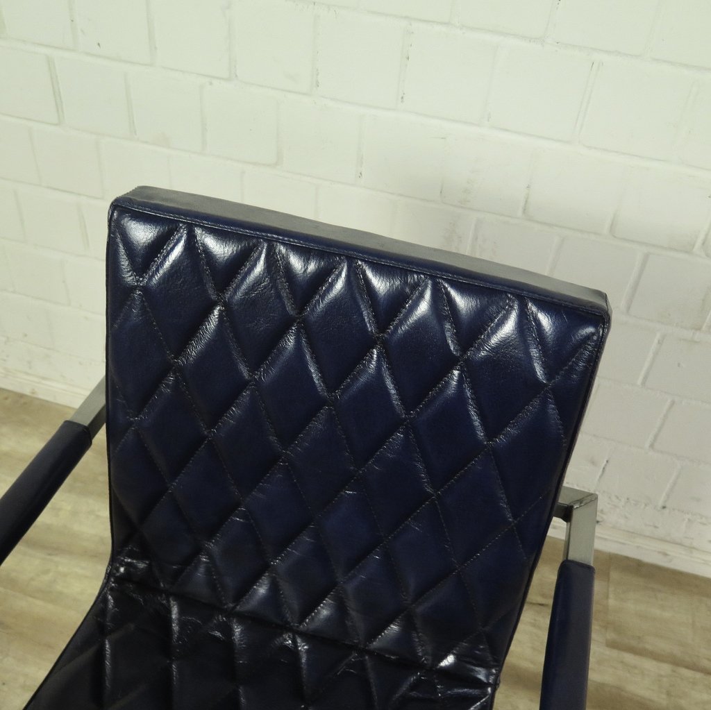 Stuhl Industrial Design Leder Indigo-Blau