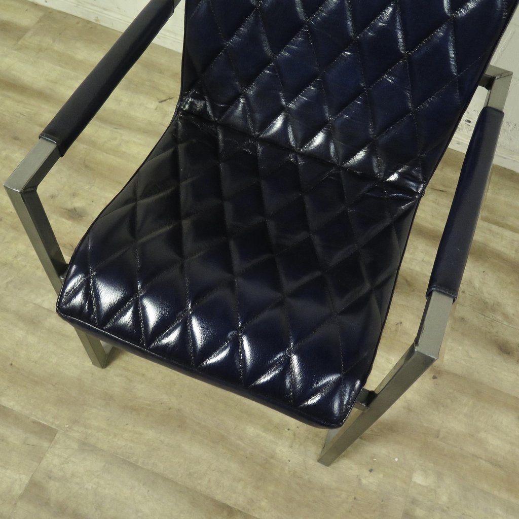 Stuhl Industrial Design Leder Indigo-Blau
