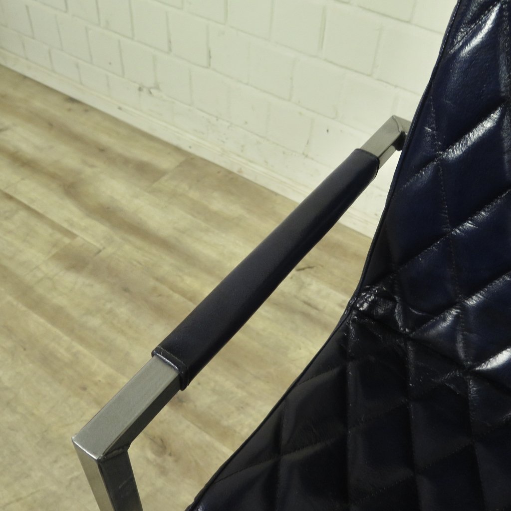 Stuhl Industrial Design Leder Indigo-Blau