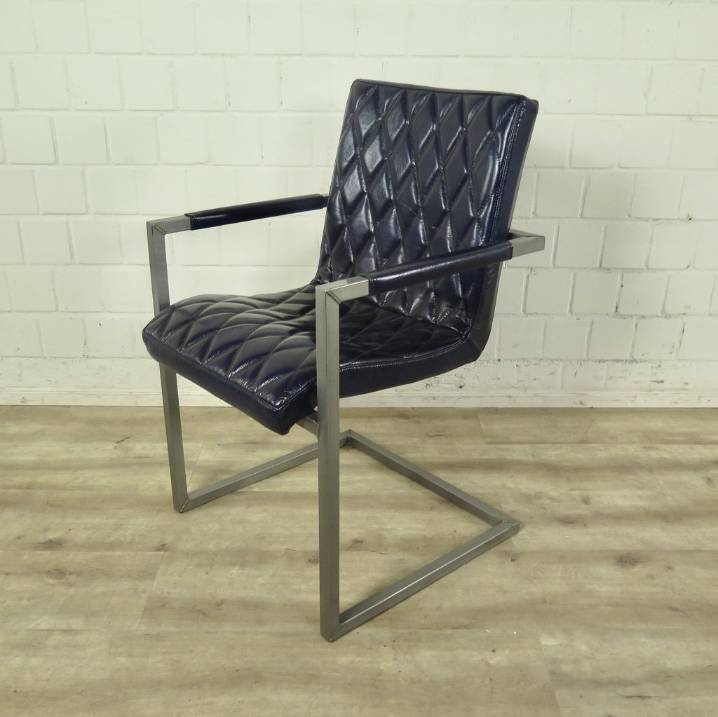 Stuhl Industrial Design Leder Indigo-Blau