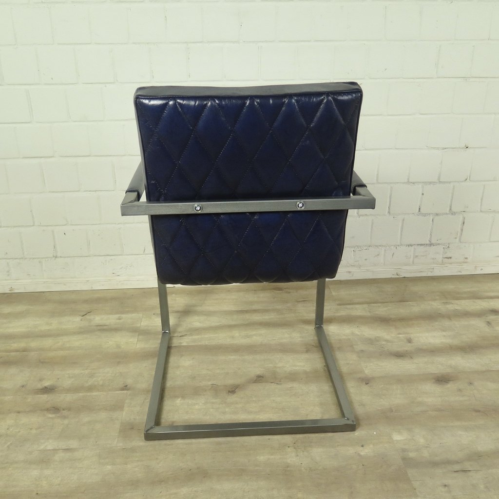 Stuhl Industrial Design Leder Indigo-Blau
