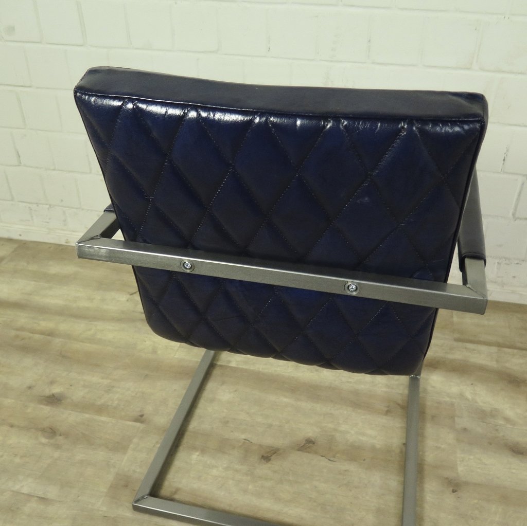 Stuhl Industrial Design Leder Indigo-Blau