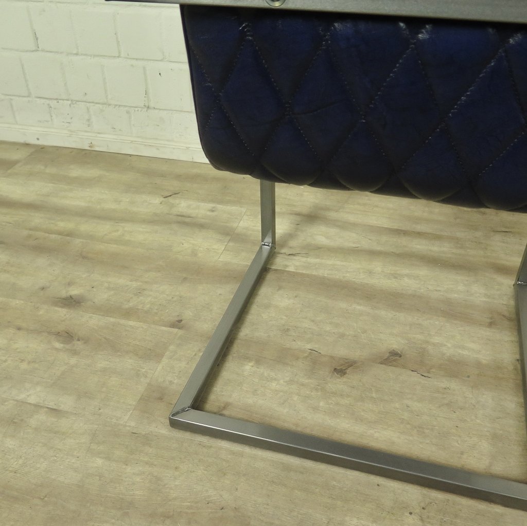 Stuhl Industrial Design Leder Indigo-Blau
