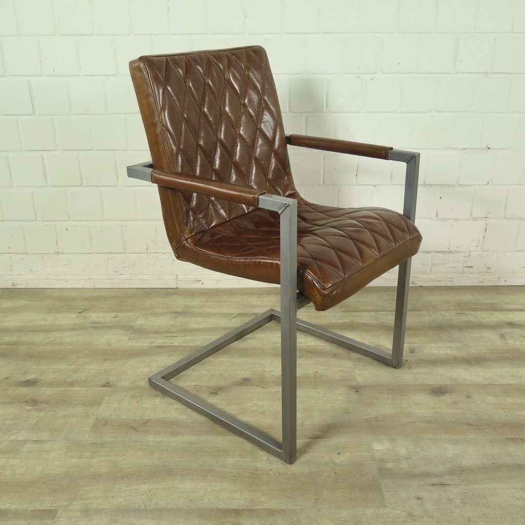 Stuhl Industrial Design Leder Camel