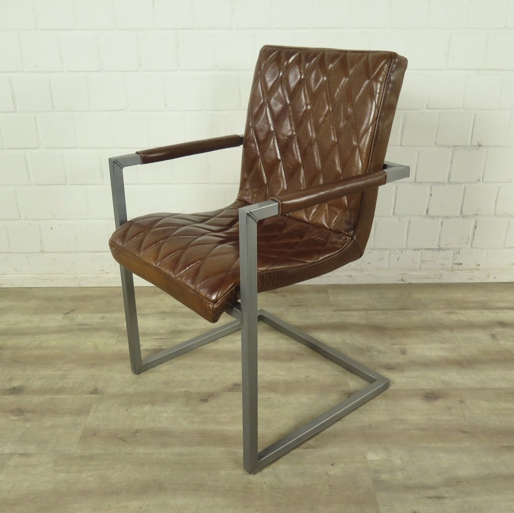 Stuhl Industrial Design Leder Camel