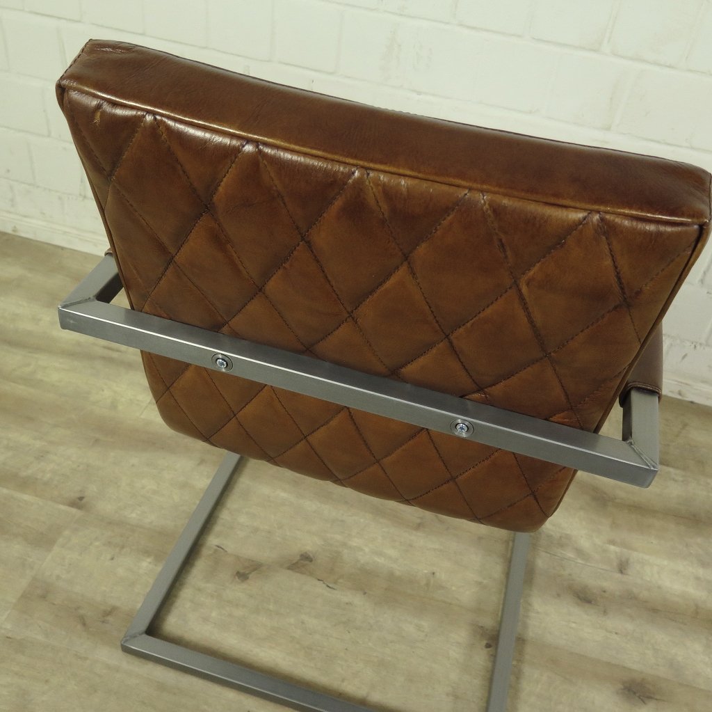 Stuhl Industrial Design Leder Camel