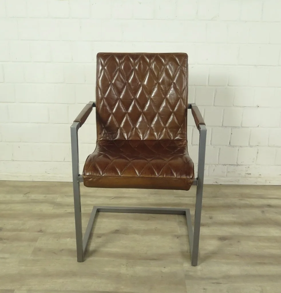 Stuhl Industrial Design Leder Camel