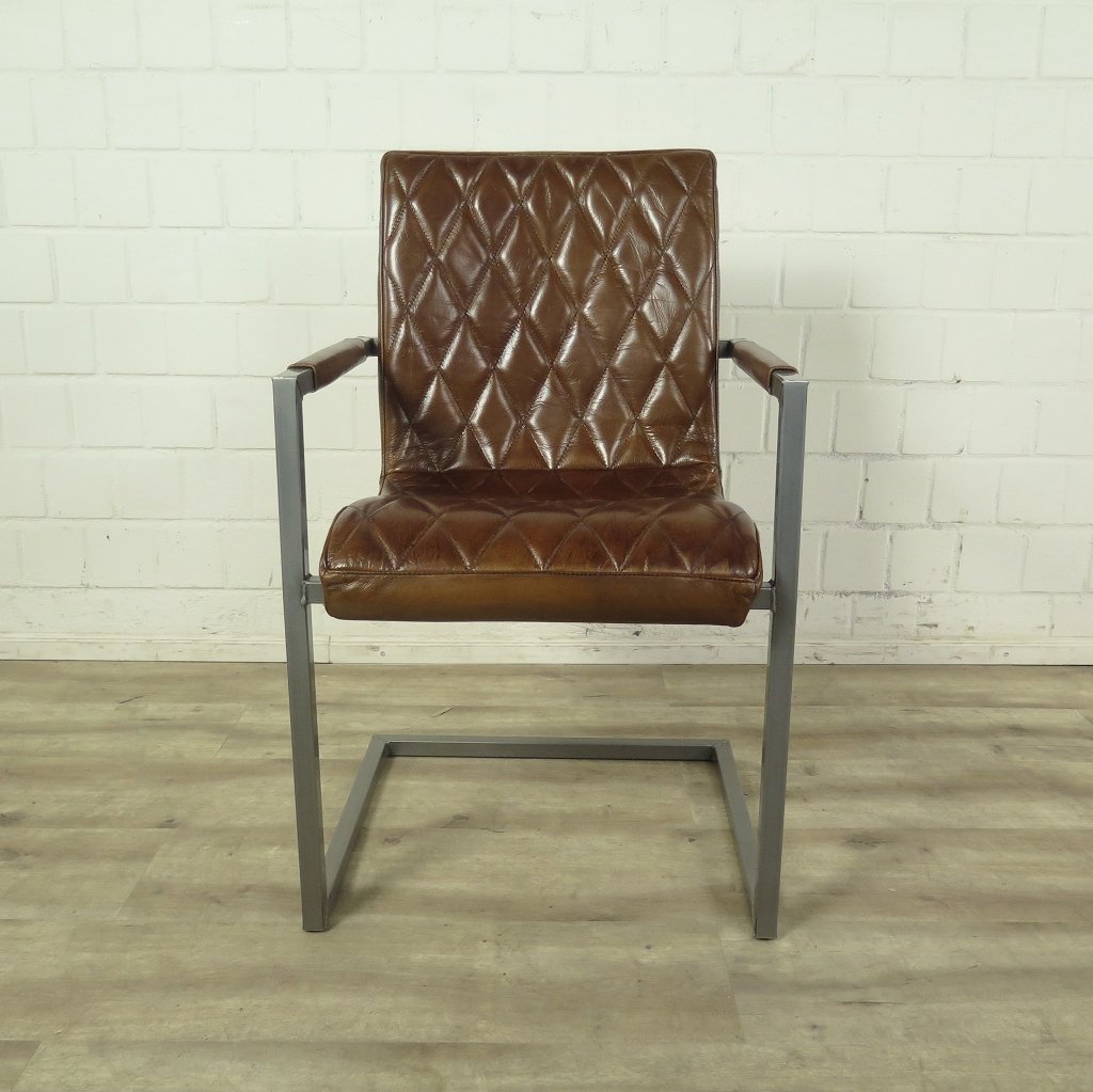 Stuhl Industrial Design Leder Camel