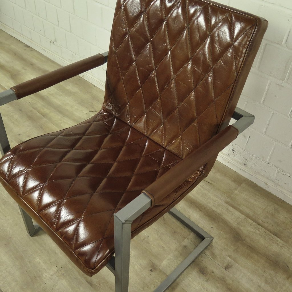 Stuhl Industrial Design Leder Camel