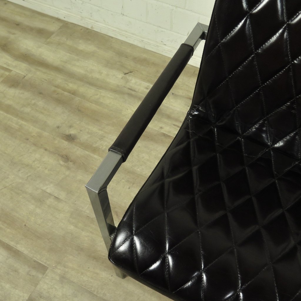 Stuhl Industrial Design Leder Schwarz