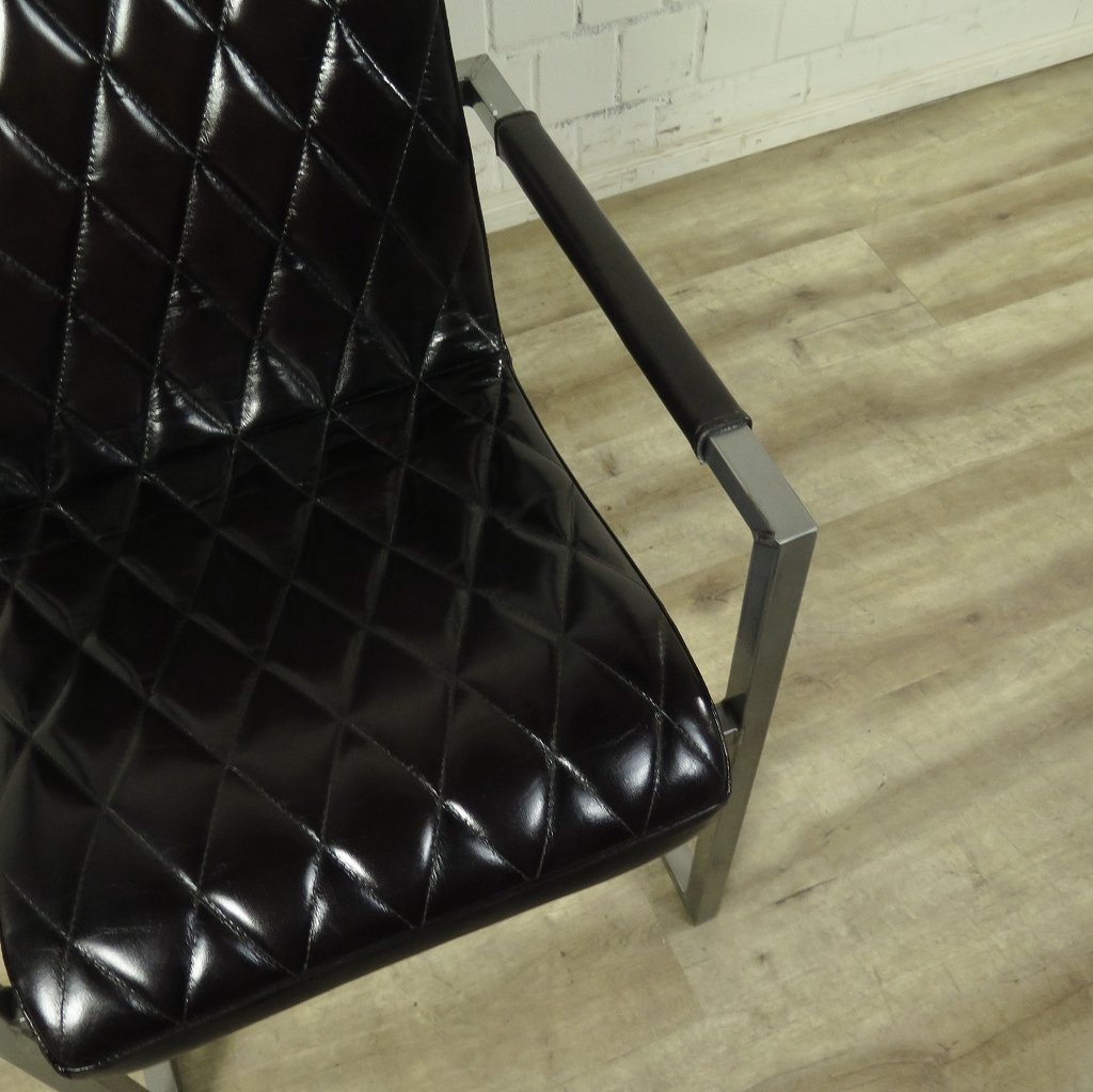 Stuhl Industrial Design Leder Schwarz