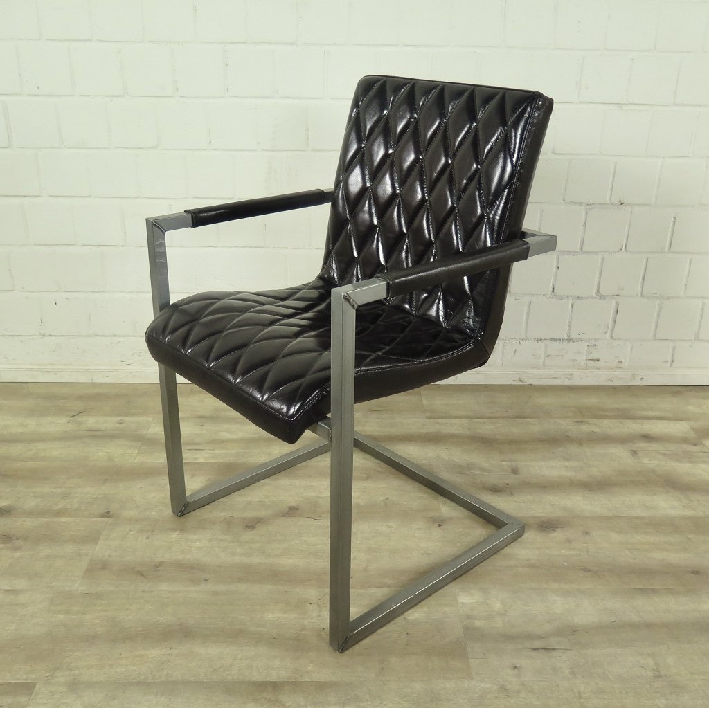 Stuhl Industrial Design Leder Schwarz