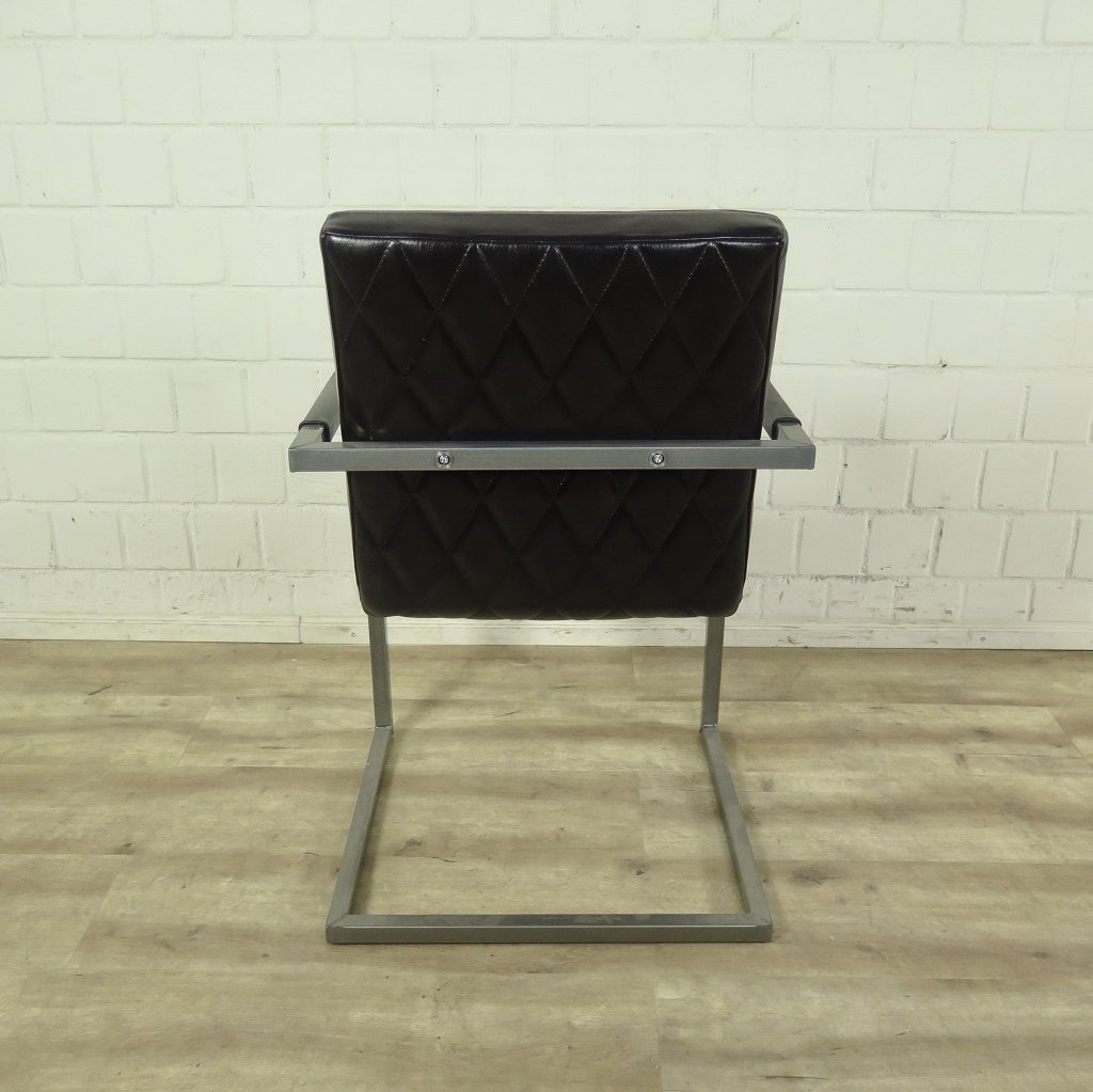 Stuhl Industrial Design Leder Schwarz