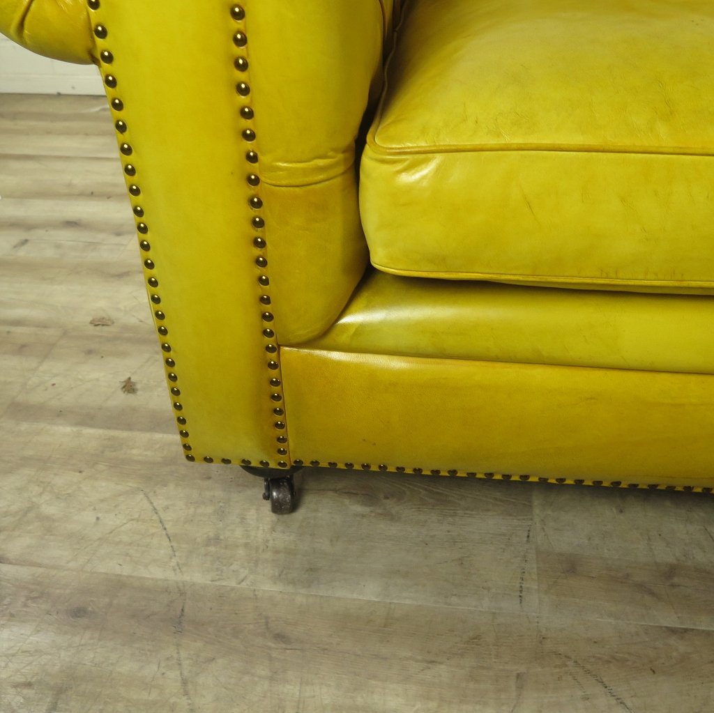 Chesterfield Sofa Couch Leder Gelb 3,20 m