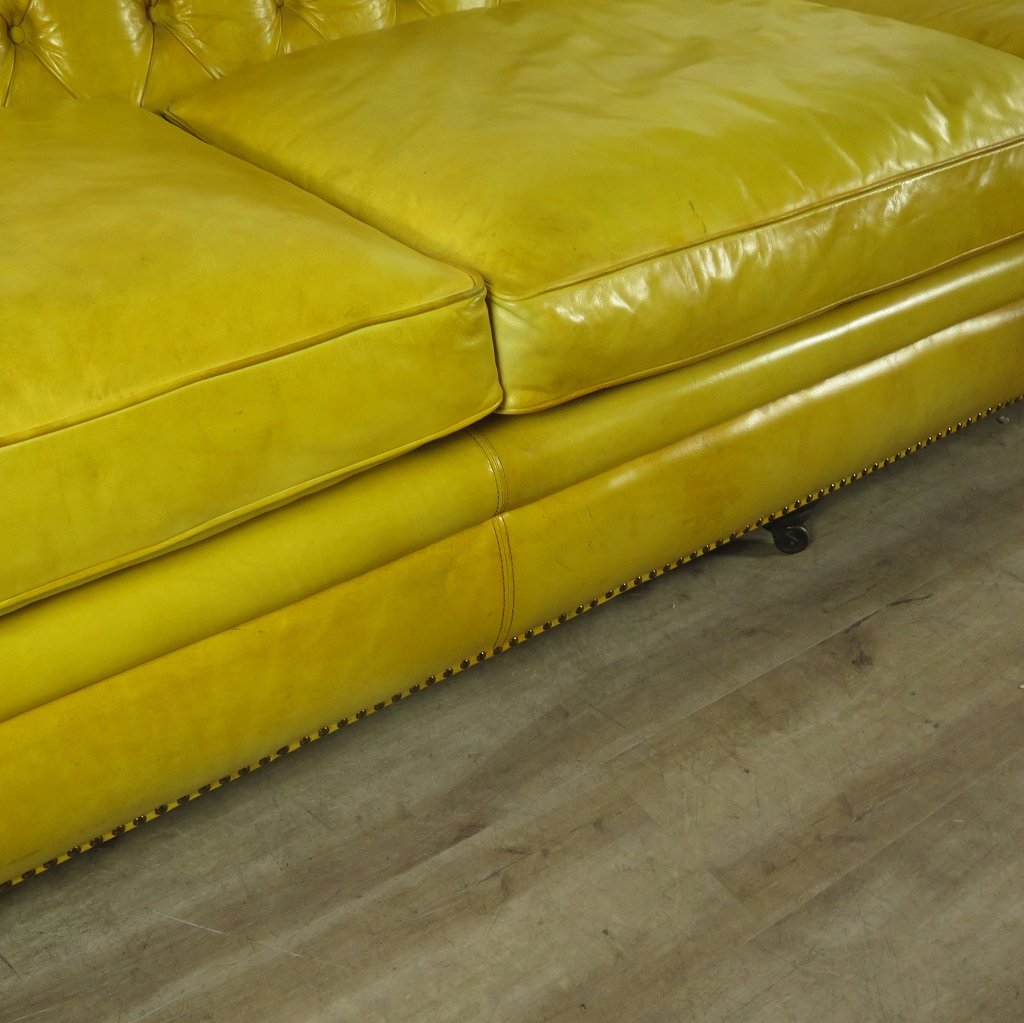 Chesterfield Sofa Couch Leder Gelb 3,20 m