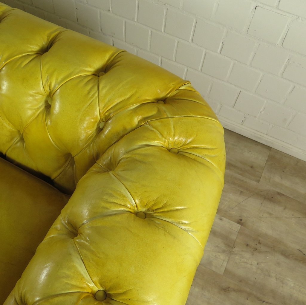 Chesterfield Sofa Couch Leder Gelb 3,20 m