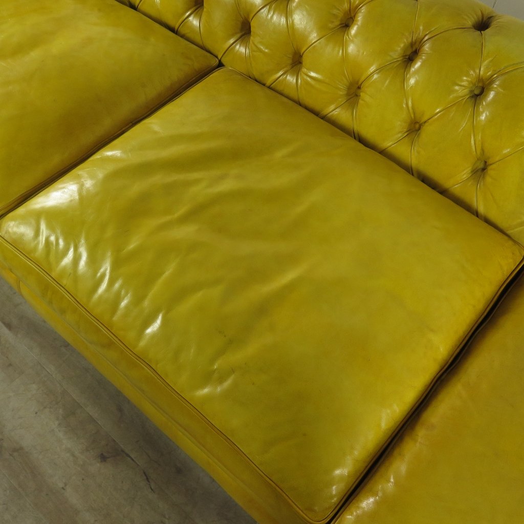 Chesterfield Sofa Couch Leder Gelb 3,20 m
