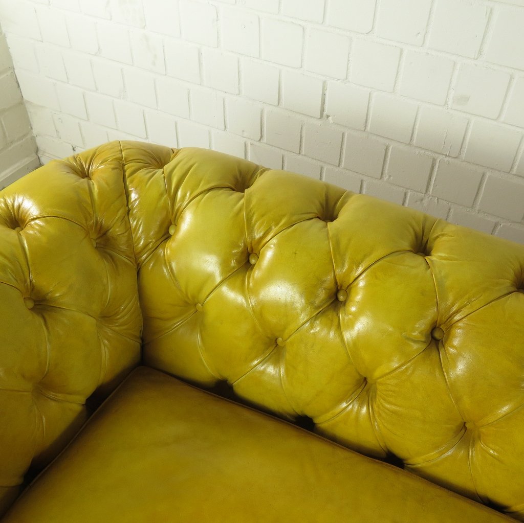 Chesterfield Sofa Couch Leder Gelb 3,20 m