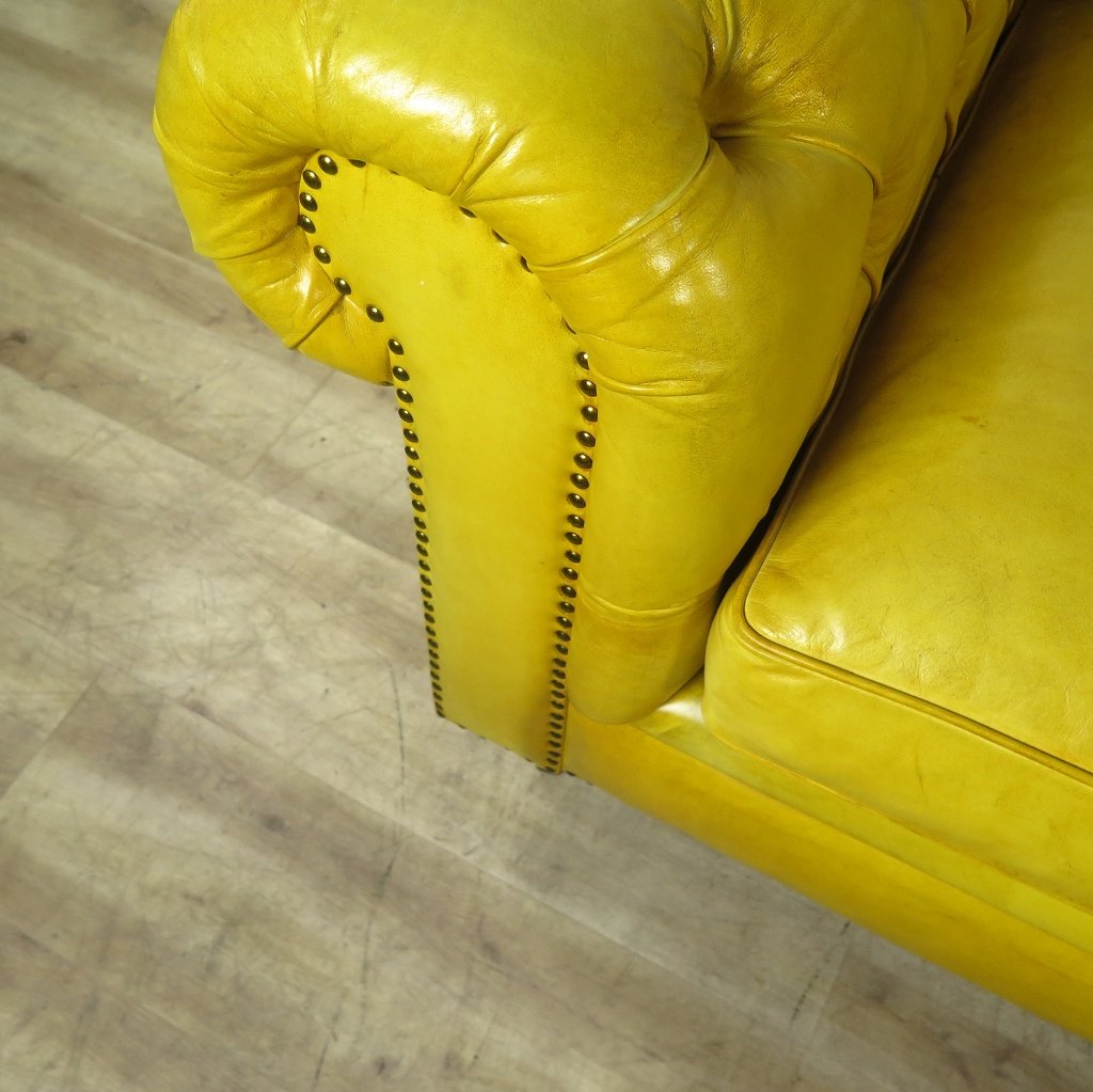 Chesterfield Sofa Couch Leder Gelb 3,20 m