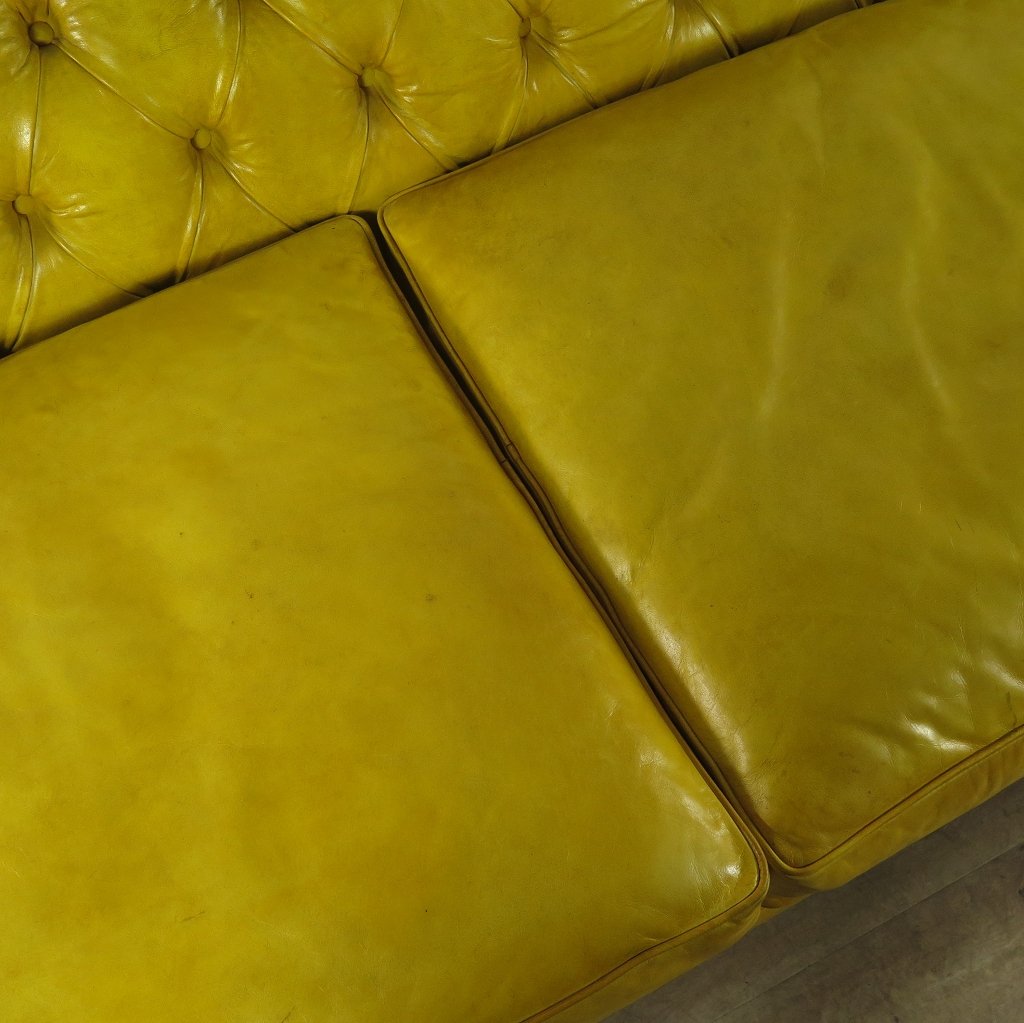 Chesterfield Sofa Couch Leder Gelb 3,20 m