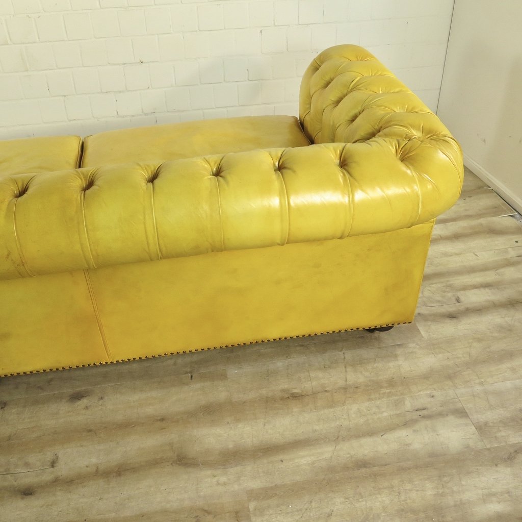Chesterfield Sofa Couch Leder Gelb 3,20 m
