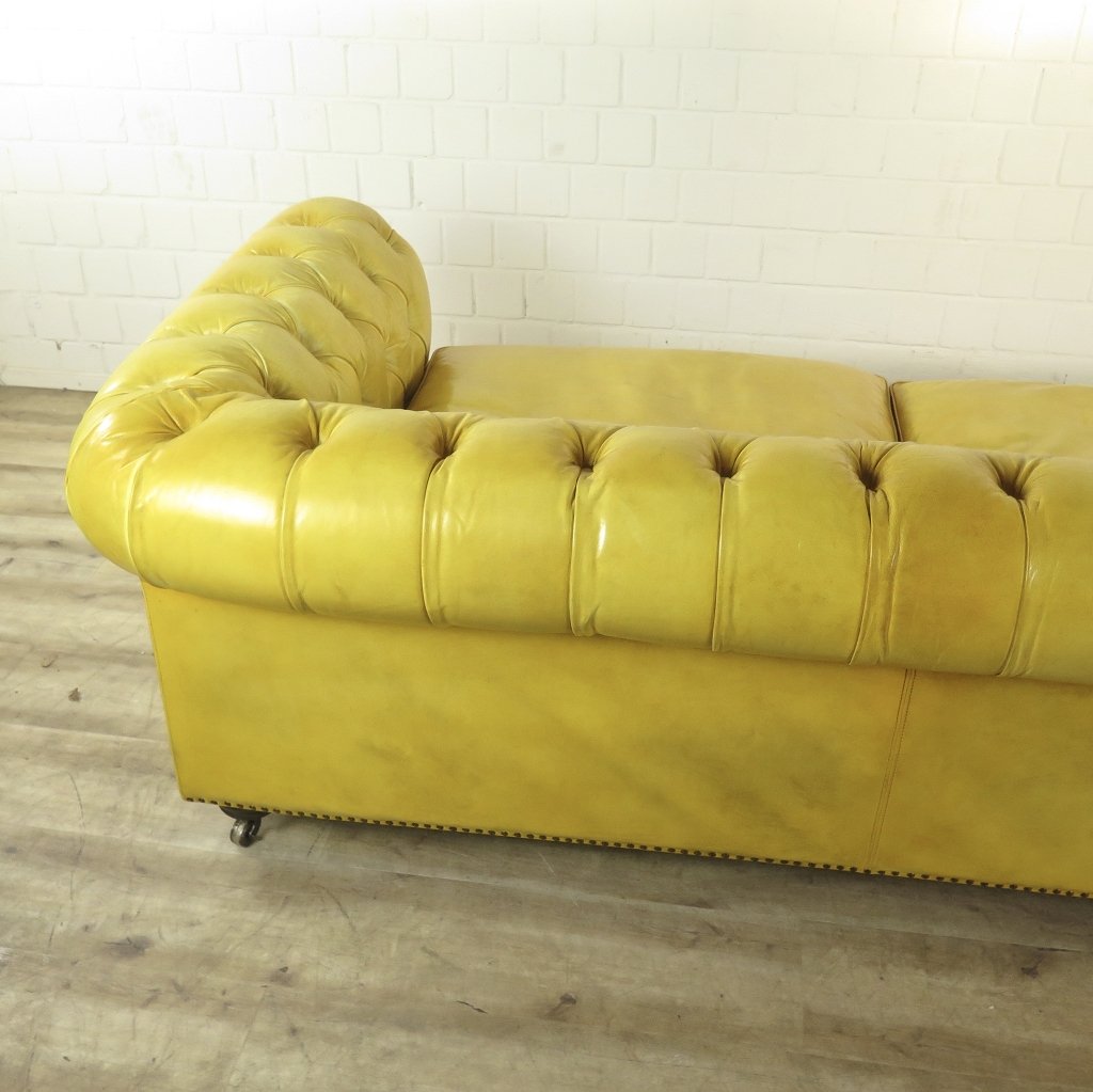 Chesterfield Sofa Couch Leder Gelb 3,20 m